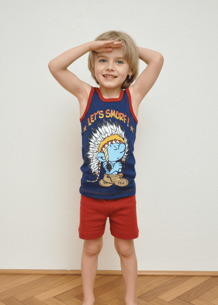 Noha - Boys' colorful printed  2-piece set consisting of a drawstring shirt and shorts