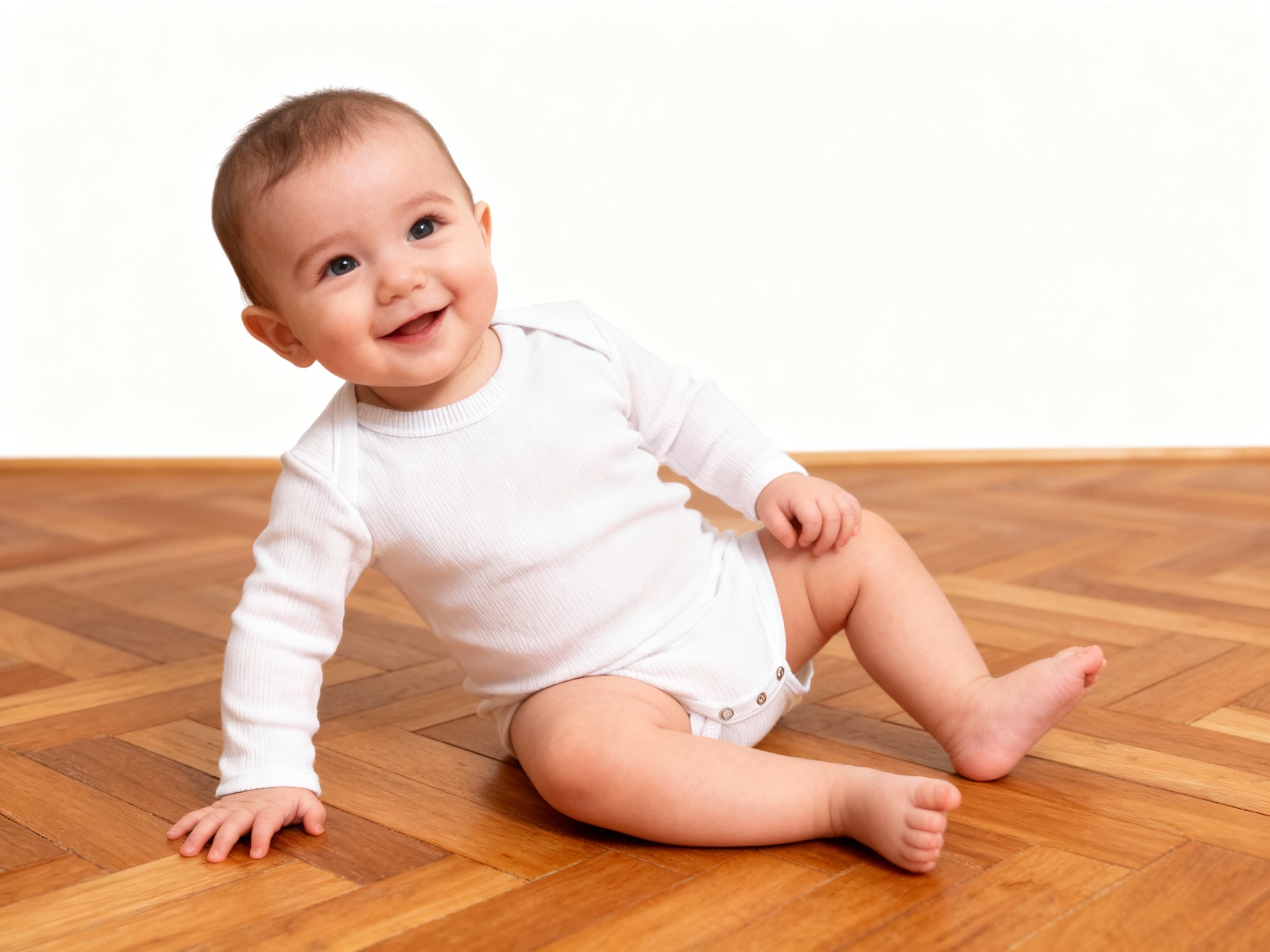 Noha - White Long Sleeve Bodysuit for Baby