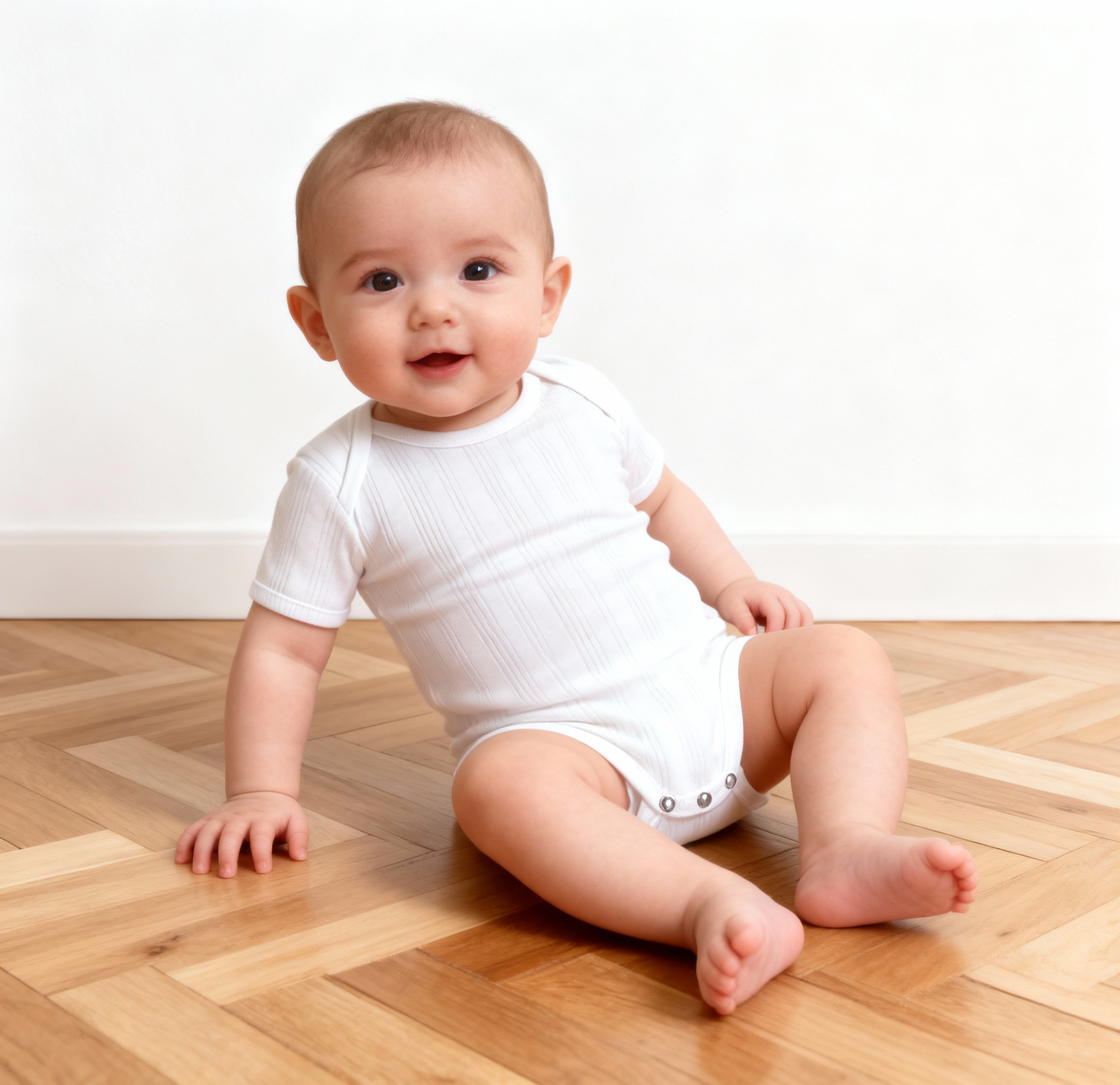 Noha - White Short Sleeve Bodysuit for Baby