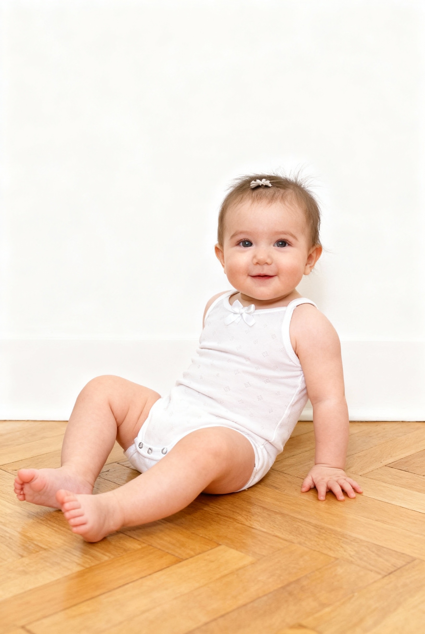 Noha - White camisole Bodysuit for Baby girl 