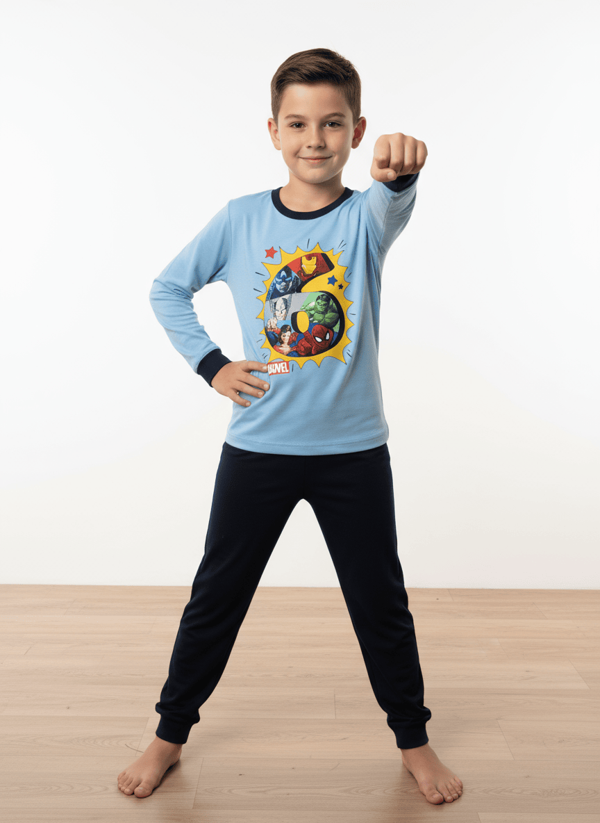 Boys' long-sleeve full-length printed colorful set 2