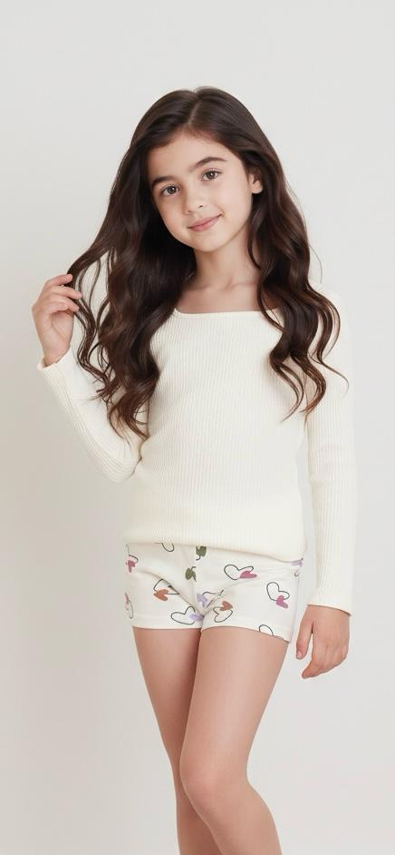 Noha - Girls' 3-Piece Printed Lycra Shorts Set