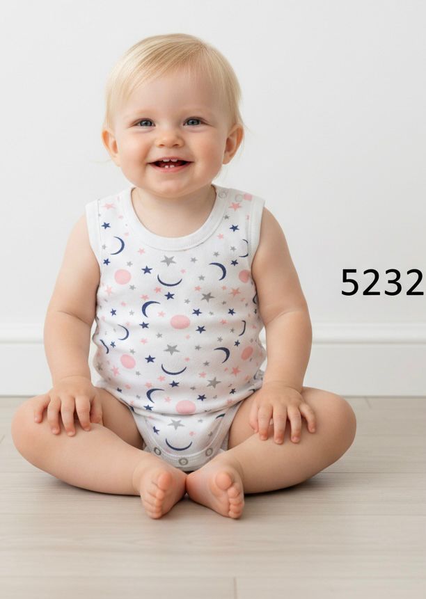 Infant Cotton Bodysuit - "Star & Moon" Print 2