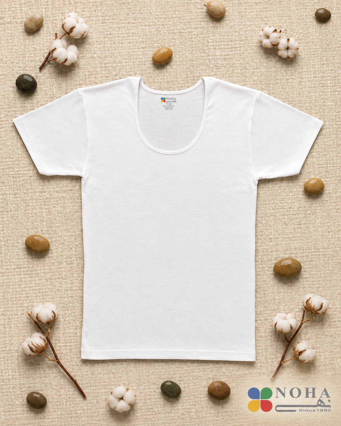 Noha - Women's short Sleeve White Satin Top