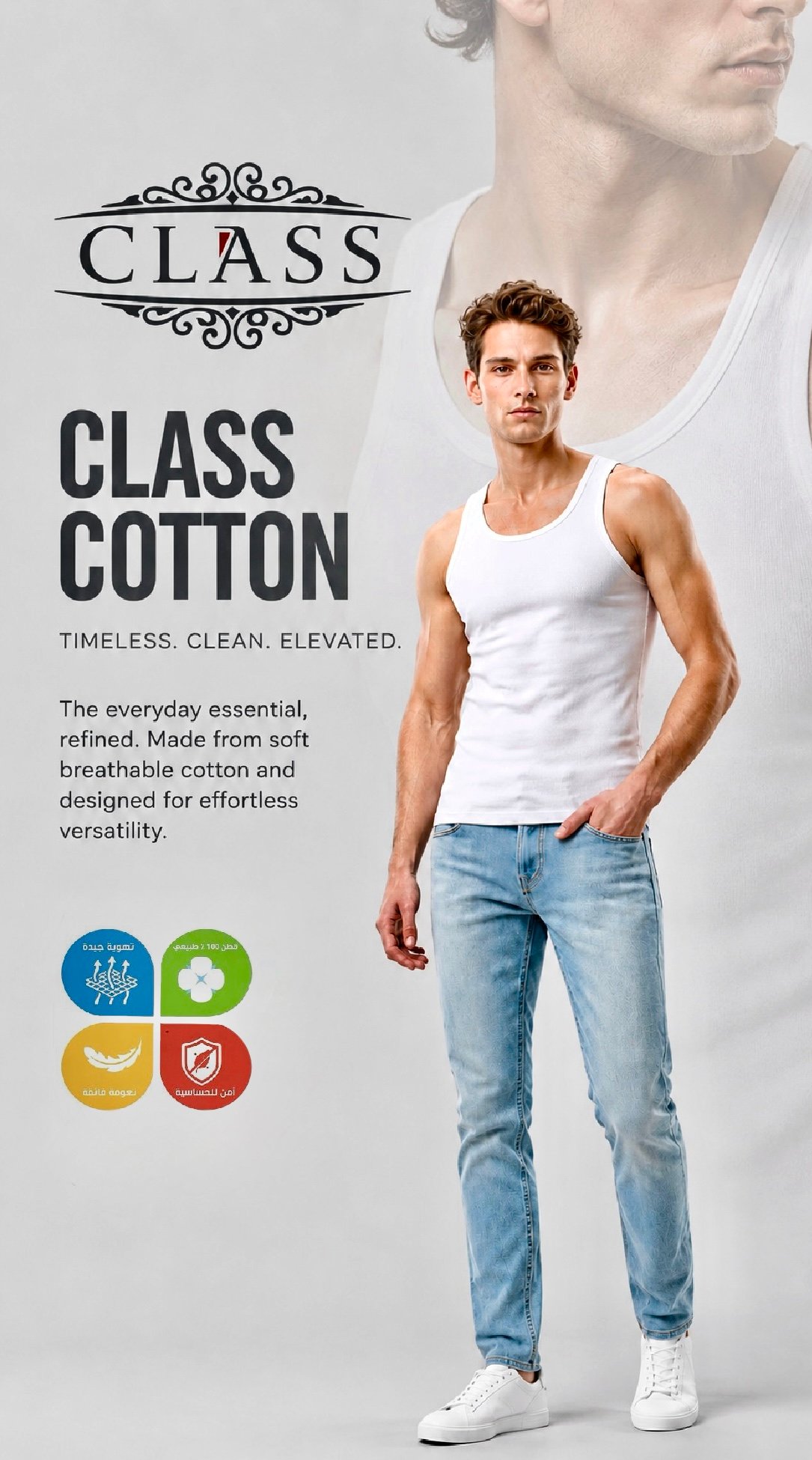 Noha - White Sleeveless for Men